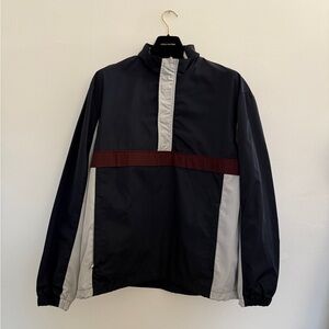 Zara Men's Navy, Red and Gray Winbreaker Colorblock Jacket
